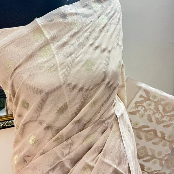 Half Silk Jamdani Beige TJ-42