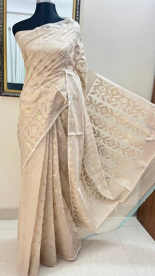 Half Silk Jamdani Beige TJ-42