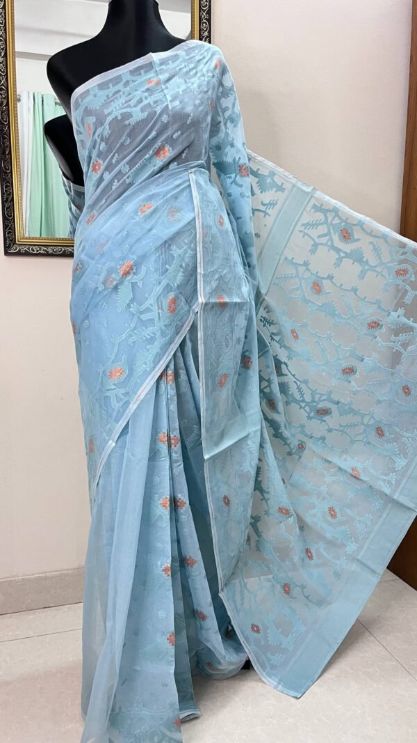 Half Silk Jamdani Pastle Blue TJ-41