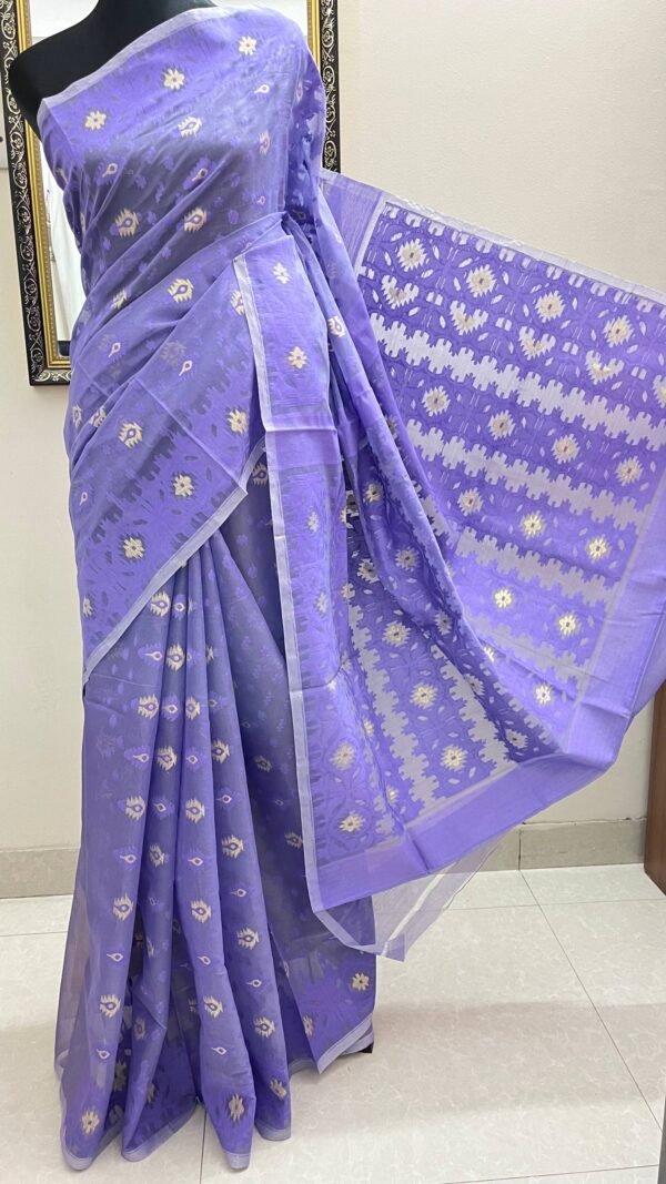 Half Silk Jamdani Lavendar TJ-44