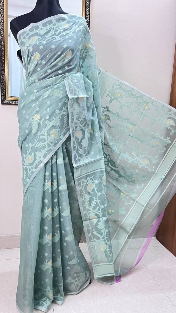 Half Silk Jamdani Mint TJ-45