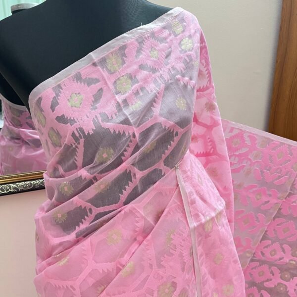 Half Silk Jamdani Pink TJ-43