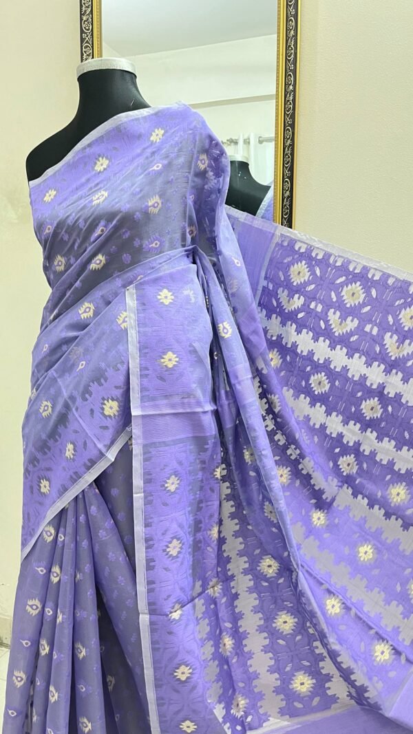 Half Silk Jamdani Lavendar TJ-44
