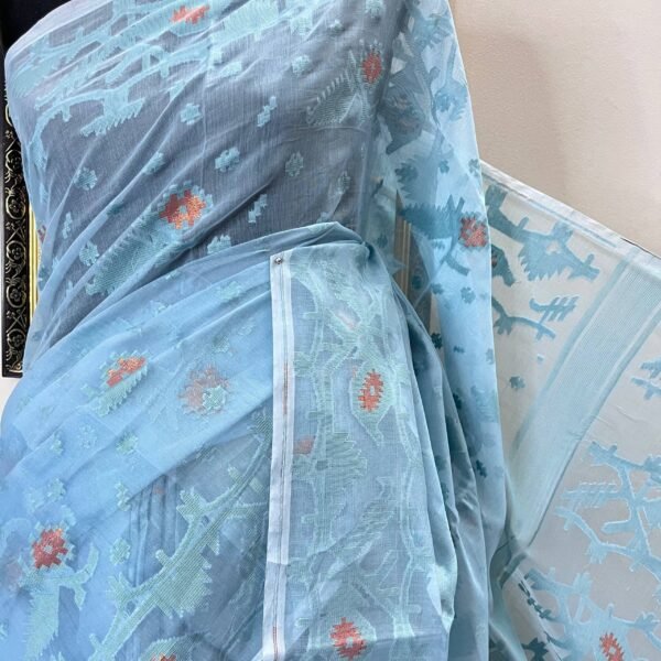 Half Silk Jamdani Pastle Blue TJ-41