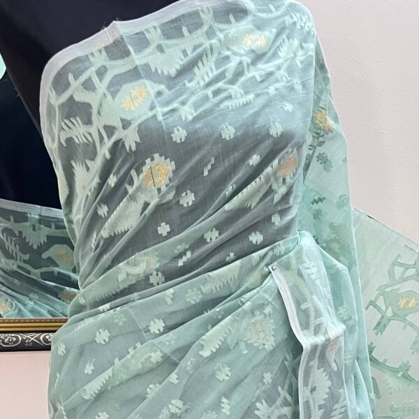 Half Silk Jamdani Mint TJ-45